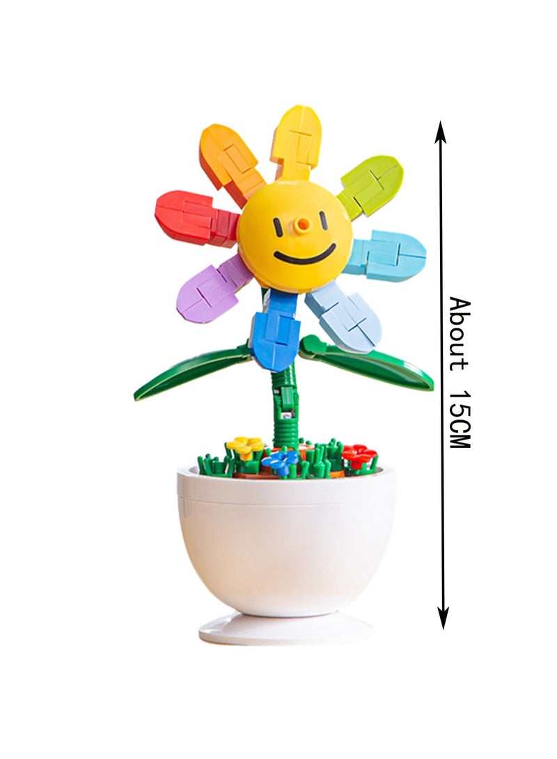 Colorful Sunflowers, Funny Potted Plant Series Assembly Model Ornaments Building Blocks Toys, Children'S Educational Game Gifts - Image 2